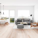Modern living room with dining room